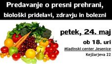 Predavanje o presni prehrani, biološki pridelavi, zdravju in bolezni